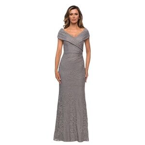 NWT La Femme Evening Gown in Platinum